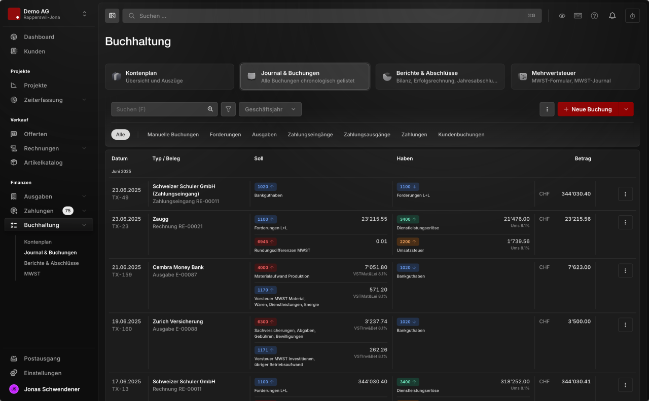 Verwenden von Buchhaltungssoftware