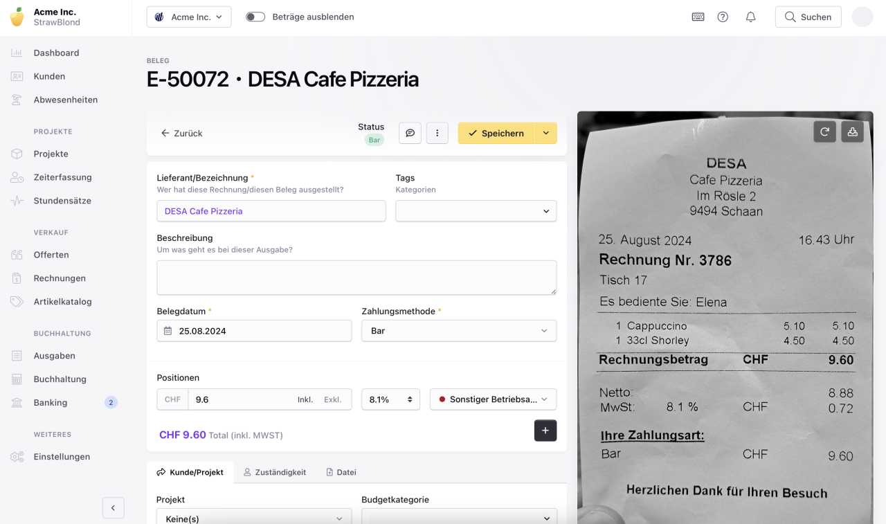 Update: Verbessertes AI-Belegscanning
